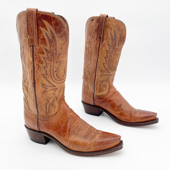 Lucchese Shoes - Lucchese Savannah N4540 Women’s 8 Tan Leather Snip Toe Western Cowgirl Boots